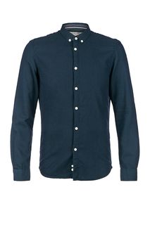 Приталенная синяя рубашка из хлопка Tom Tailor Denim