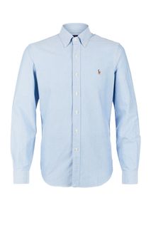 Голубая хлопковая рубашка Polo Ralph Lauren