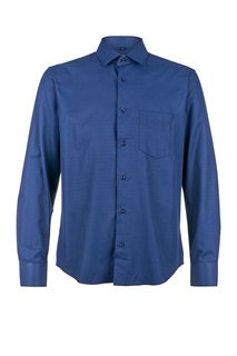 Синяя приталенная рубашка с карманом John Jeniford