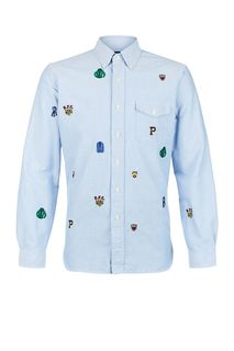 Хлопковая рубашка с контрастной вышивкой Polo Ralph Lauren