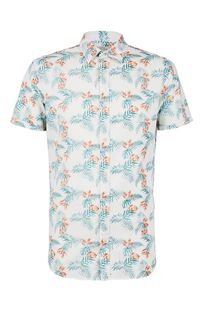 Приталенная хлопковая рубашка с цветочным принтом Jack & Jones