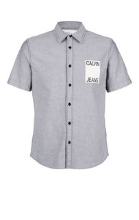 Серая хлопковая рубашка с короткими рукавами Calvin Klein Jeans