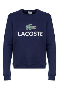 Синий свитшот с логотипом бренда Lacoste