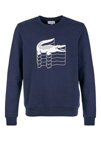 Синий свитшот из хлопка с принтом Lacoste