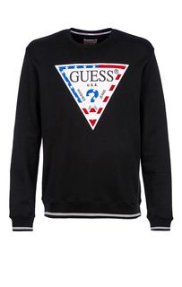 Свитшот из хлопка с фактурным принтом Guess