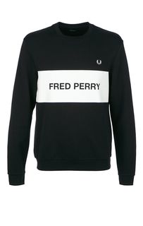 Черный хлопковый свитшот с принтом Fred Perry
