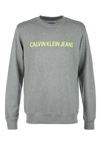 Свитшот из хлопка с логотипом бренда Calvin Klein Jeans