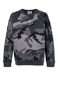 Серый хлопковый свитшот в стиле милитари Adidas Originals