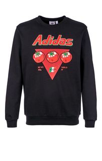 Черный хлопковый свитшот с ярким принтом Adidas Originals