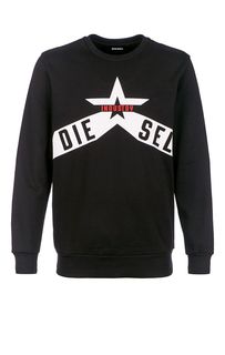 Черный хлопковый свитшот с принтом Diesel