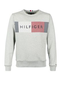 Свитшот из хлопка серого цвета Tommy Hilfiger