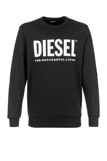 Черный хлопковый свитшот с принтом Diesel