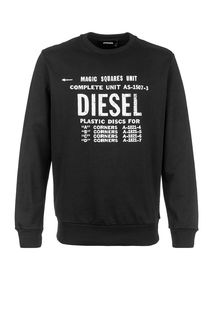 Черный хлопковый свитшот с принтом Diesel