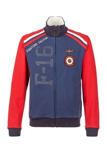 Синяя хлопковая толстовка на молнии Aeronautica Militare