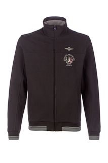 Черная хлопковая толстовка на молнии Aeronautica Militare
