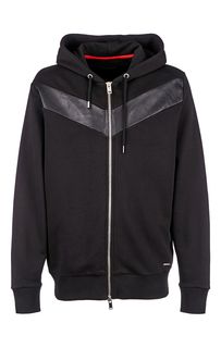 Черная толстовка с кожаными вставками Diesel