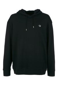 Черная хлопковая толстовка с капюшоном Fred Perry