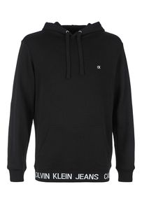Черная толстовка из хлопка с капюшоном Calvin Klein Jeans