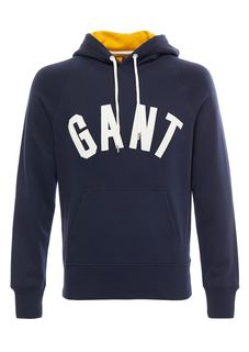 Синяя хлопковая толстовка с нашивками Gant