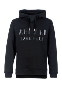 Черная толстовка из хлопка с логотипом бренда Armani Exchange