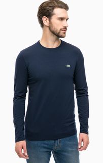 Синяя хлопковая футболка с длинными рукавами Lacoste
