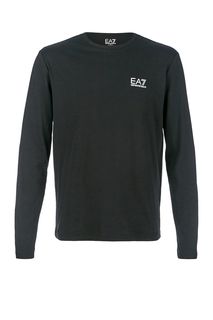 Черная хлопковая футболка с длинными рукавами EA7