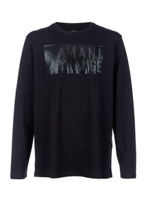 Черная хлопковая футболка с отделкой Armani Exchange
