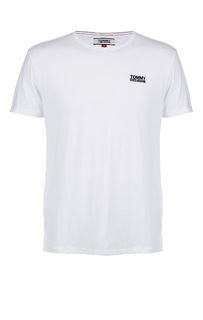 Однотонная хлопковая футболка с логотипом бренда Tommy Jeans