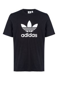 Черная хлопковая футболка с круглым вырезом Adidas Originals