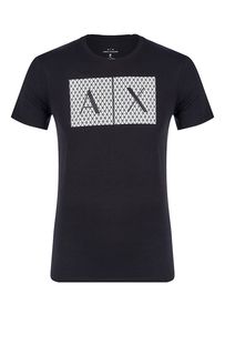 Черная хлопковая футболка с принтом Armani Exchange