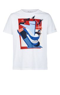 Белая хлопковая футболка с ярким принтом Pepe Jeans