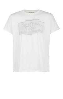 Белая хлопковая футболка с круглым вырезом Pepe Jeans