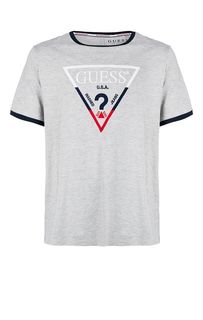 Футболка с круглым вырезом и разноцветной вышивкой Guess