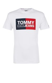 Хлопковая футболка с логотипом бренда Tommy Jeans