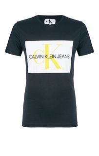 Хлопковая футболка с контрастным принтом Calvin Klein Jeans