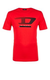 Красная футболка с принтом Diesel