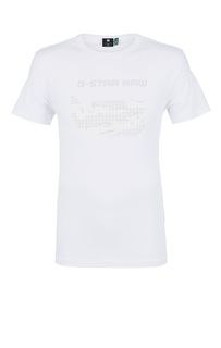 Белая хлопковая футболка с принтом G Star RAW
