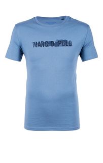 Синяя хлопковая футболка с принтом Marc Opolo