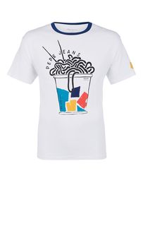 Белая футболка из хлопка с принтом Pepe Jeans