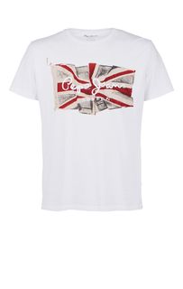 Белая футболка из хлопка с логотипом бренда Pepe Jeans
