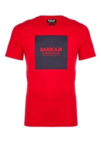 Красная хлопковая футболка с короткими рукавами Barbour