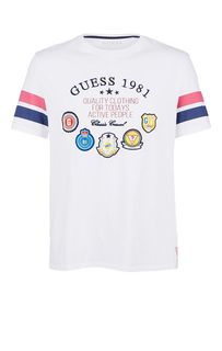 Белая хлопковая футболка с декоративной отделкой Guess