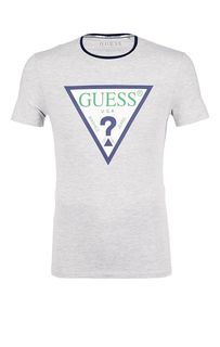 Хлопковая футболка с контрастным принтом Guess