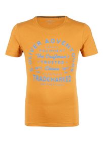 Оранжевая хлопковая футболка с декоративным принтом S.Oliver