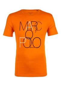 Оранжевая хлопковая футболка с принтом Marc Opolo