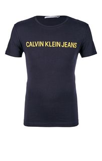 Хлопковая футболка с логотипом бренда Calvin Klein Jeans