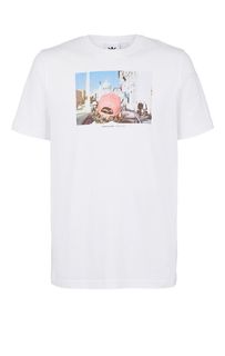 Белая хлопковая футболка с круглым вырезом Adidas Originals