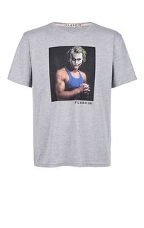 Серая хлопковая футболка с принтом Flashin