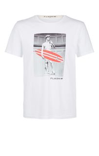 Белая футболка из хлопка с принтом Flashin