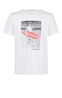 Белая футболка из хлопка с принтом Flashin